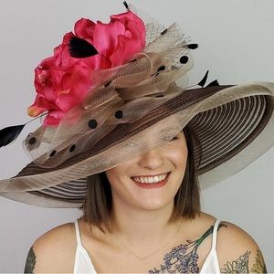 Kentucky Derby Elegant Pink and Tan Women's Hat